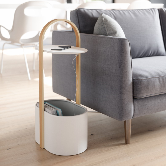 Măsuță de Cafea Bellwood 24x35x69 cm, Metal și Lemn Alb Natural - Umbra [4]