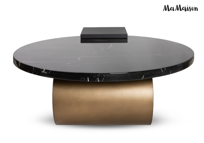 Măsuță de Cafea Dante 110x95x35,5 cm, Negru, Auriu - MaMaison [3]