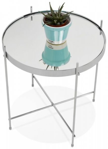 Masuta cafea rotunda oglinda Arvo 40 cm, design modern, piciore metal crom, CT00510CH - Kokoon [8]