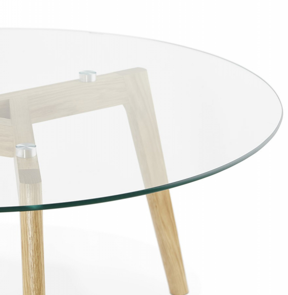Masuta de cafea design LILY 90x90 cm stejar masiv / sticla securizata, CT00390CL - Kokoon [4]