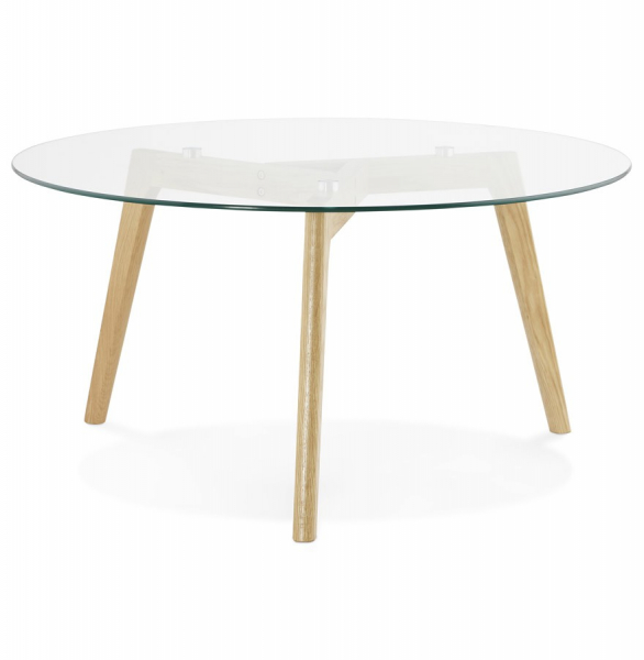 Masuta de cafea design LILY 90x90 cm stejar masiv / sticla securizata, CT00390CL - Kokoon [3]