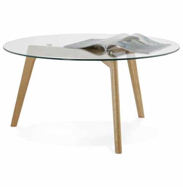 Masuta de cafea design LILY 90x90 cm stejar masiv / sticla securizata, CT00390CL - Kokoon [2]
