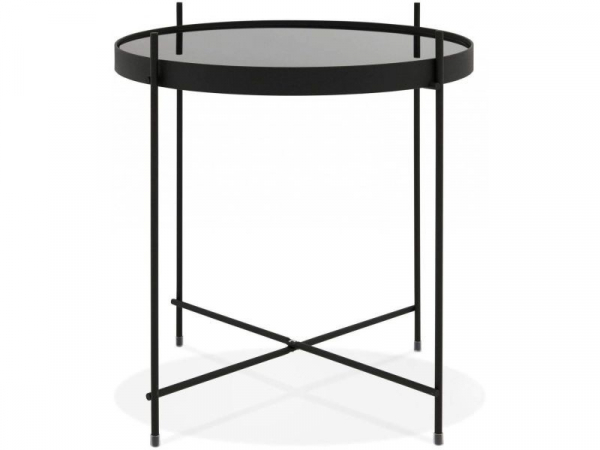 Masuta cafea rotunda neagra Arvo 40 cm blat oglinda, picioare negre metal, CT00500BL - Kokoon [4]