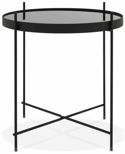 Masuta cafea rotunda neagra Arvo 40 cm blat oglinda, picioare negre metal, CT00500BL - Kokoon [5]