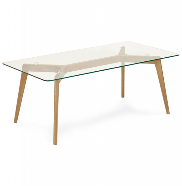 Masuta de cafea design SCARA 120x60 cm stejar masiv / sticla securizata, CT00410CL - Kokoon [4]