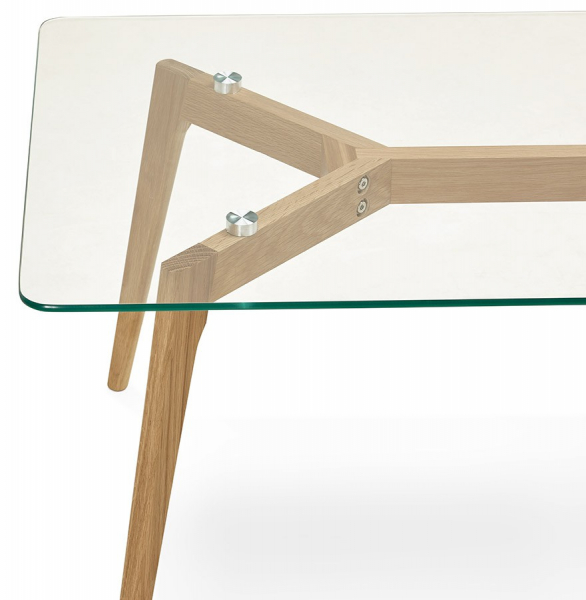 Masuta de cafea design SCARA 120x60 cm stejar masiv / sticla securizata, CT00410CL - Kokoon [5]
