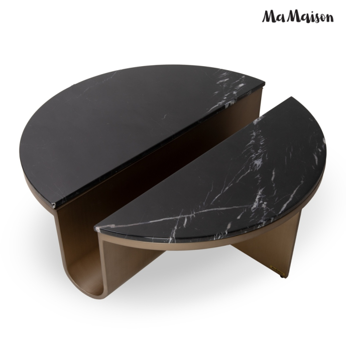 Măsuță de Cafea Harper 105 104,5x104,5x36,5 cm, Negru, Auriu - MaMaison [2]