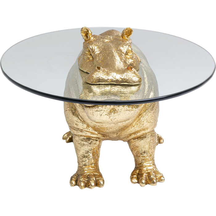 Măsuță de Cafea Hippo 80x49x37 cm, Sticlă Auriu - Kare Design [2]