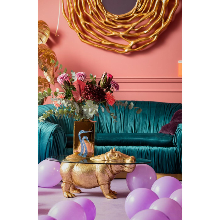 Măsuță de Cafea Hippo 80x49x37 cm, Sticlă Auriu - Kare Design [7]