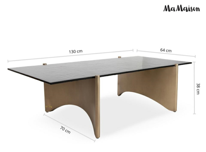 Măsuță de Cafea Manta 130x70x38 cm, Negru Auriu - MaMaison [12]