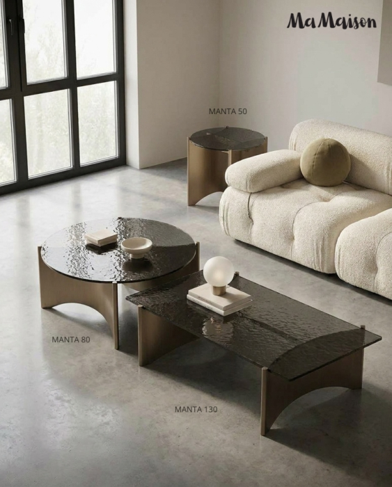 Măsuță de Cafea Manta 130x70x38 cm, Negru Auriu - MaMaison [11]