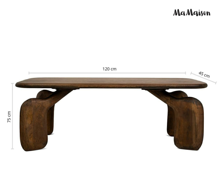 Măsuță de Cafea Orizon 120x60x49 cm, Lemn Mango Maro - MaMaison [8]