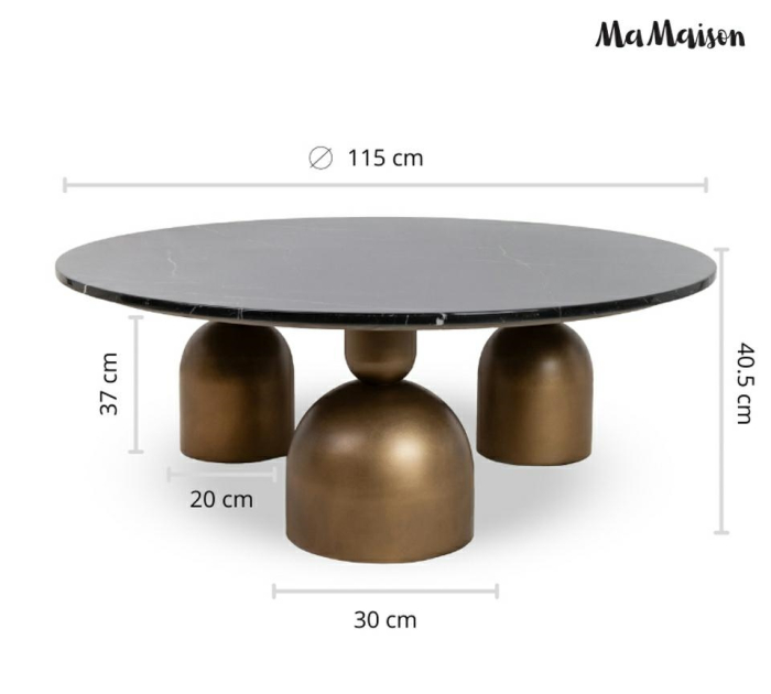 Măsuță de Cafea Ringo 110 115x115x40,5 cm, Auriu - MaMaison [11]