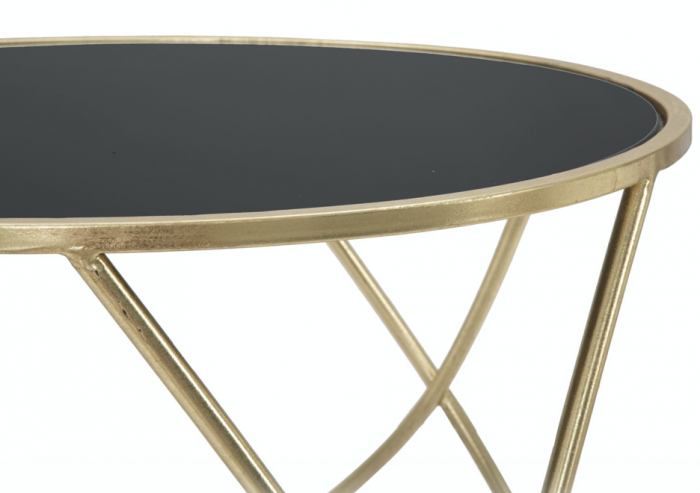 Masuta de cafea rotunda glam Jaime negru/auriu Ø 60X45  cm metal/sticla [4]