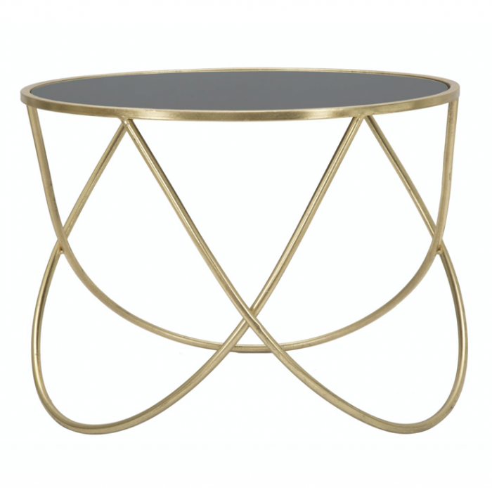 Masuta de cafea rotunda glam Jaime negru/auriu Ø 60X45  cm metal/sticla [2]