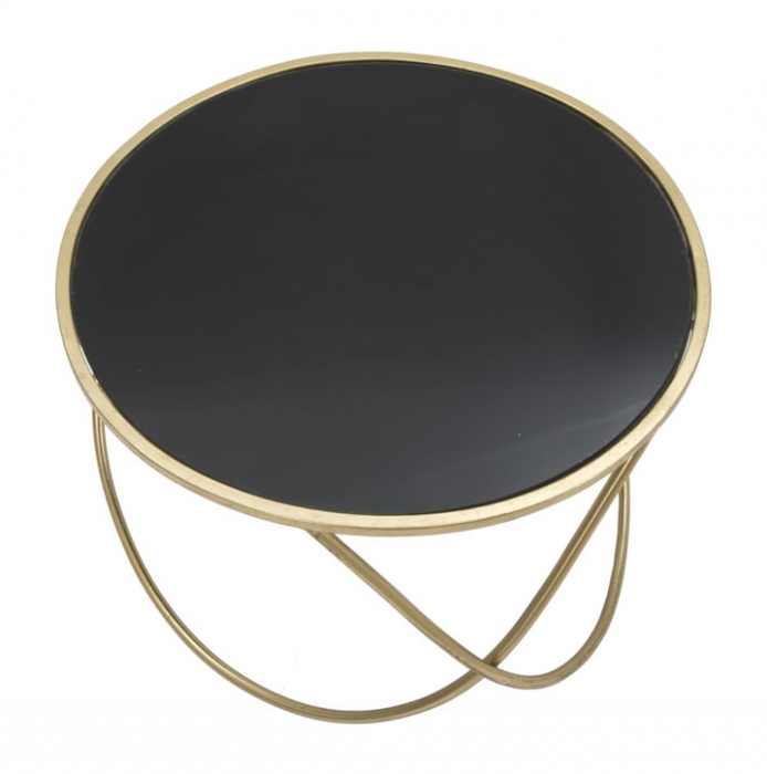 Masuta de cafea rotunda glam Jaime negru/auriu Ø 60X45  cm metal/sticla [3]
