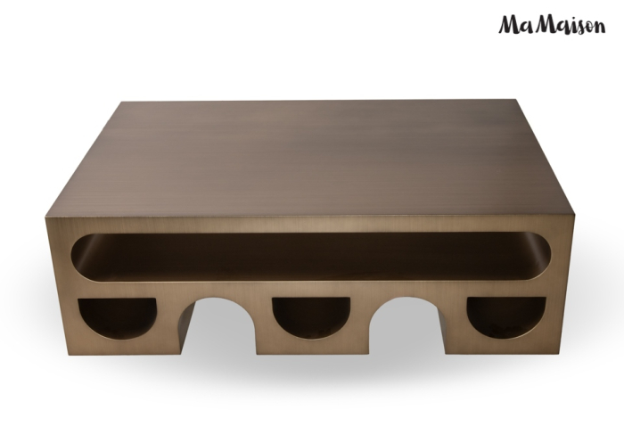 Măsuță de Cafea Vector 130x80x42,5 cm, Metal Aur Periat - MaMaison [3]
