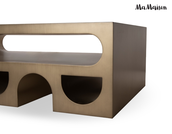 Măsuță de Cafea Vector 130x80x42,5 cm, Metal Aur Periat - MaMaison [4]