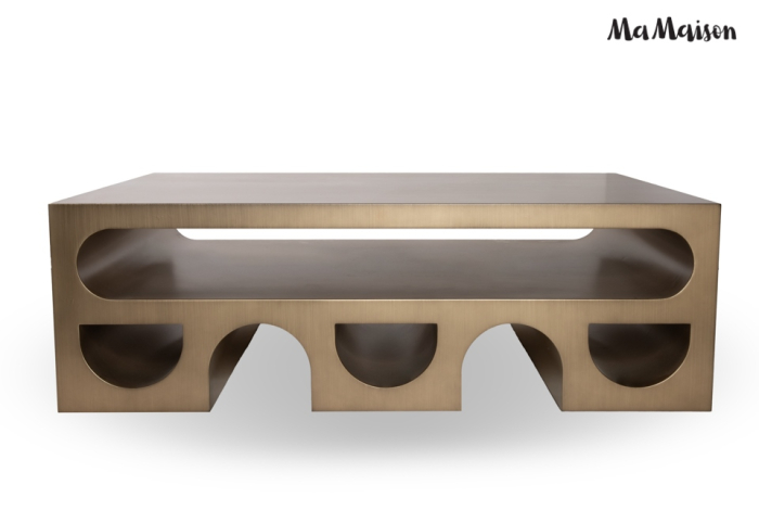 Măsuță de Cafea Vector 130x80x42,5 cm, Metal Aur Periat - MaMaison [2]