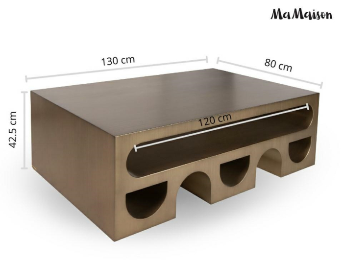 Măsuță de Cafea Vector 130x80x42,5 cm, Metal Aur Periat - MaMaison [11]