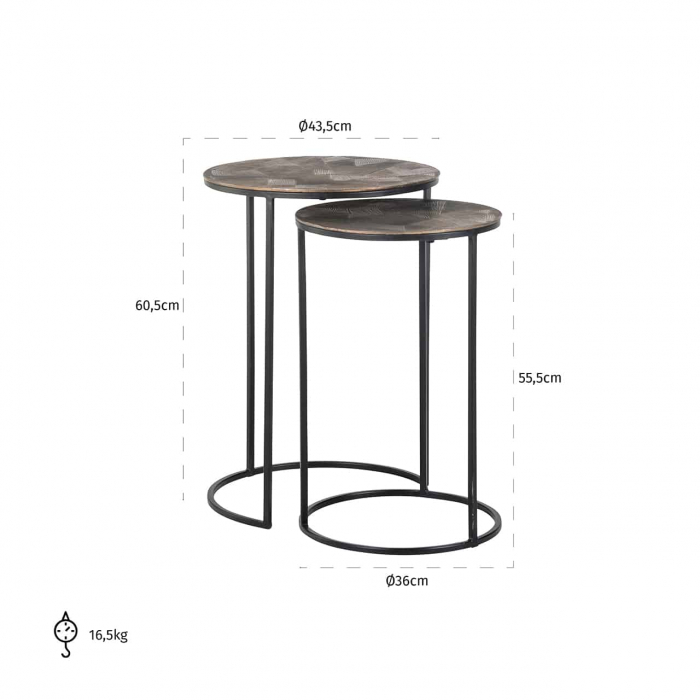 Măsuță de capăt Tulum set de 2 (Brushed Gold), 825193 - Richmond Interiors [4]