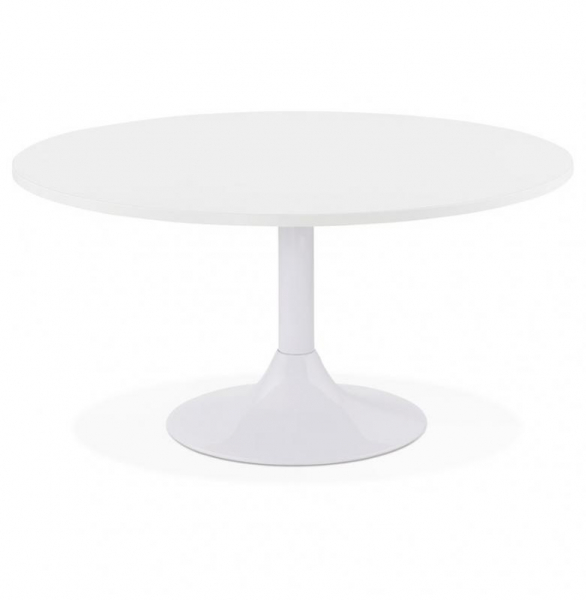 Masuta cafea rotunda alba Urea 90 cm cu picior central alb otel, CT00610WH - Kokoon [4]