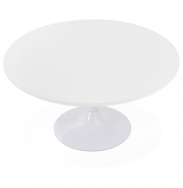 Masuta cafea rotunda alba Urea 90 cm cu picior central alb otel, CT00610WH - Kokoon [2]