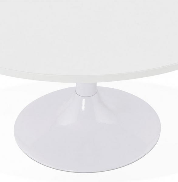 Masuta cafea rotunda alba Urea 90 cm cu picior central alb otel, CT00610WH - Kokoon [3]