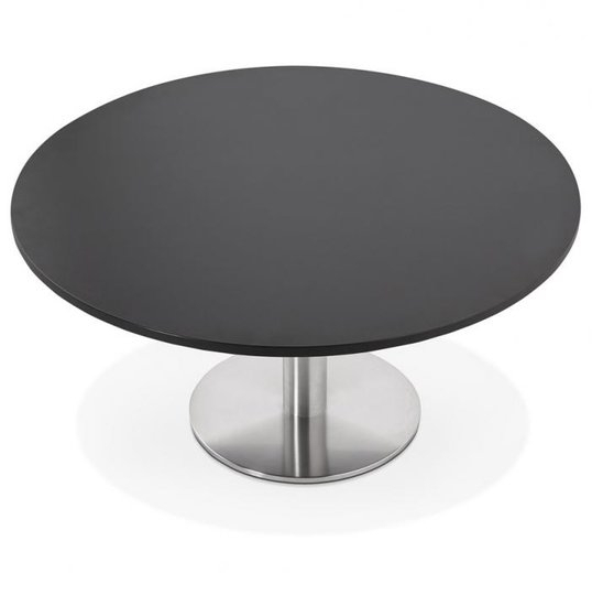 Masa cafea rotunda neagra Tyra 90 cm, picior central otel talpa subtire, CT00560BL - Kokoon [2]