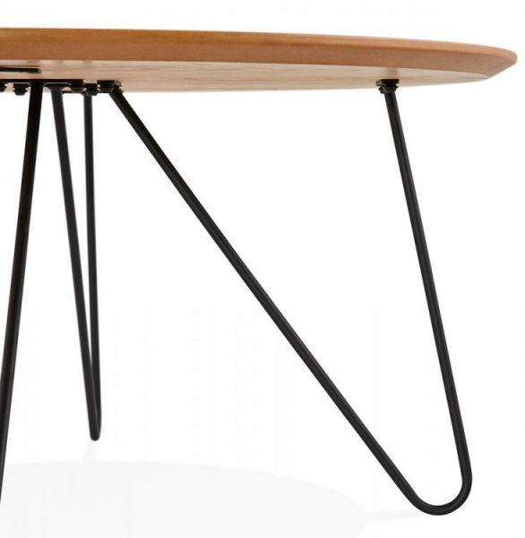 Masuta cafea rotunda MDF stejar Gun 80 cm, stil industrial, picioare negre metal, CT00520NA - Kokoon [6]
