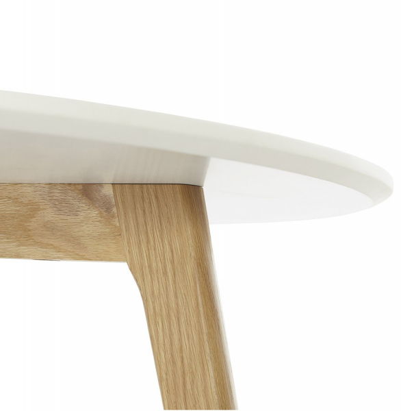 Masuta de design rotunda KINGSTON 90x90 cm blat MDF alb / stejar masiv, CT00400WH - Kokoon [6]