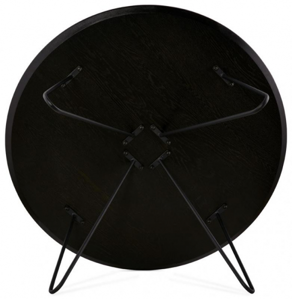 Masuta cafea rotunda Gun 80 cm MDF lemn negru, stil industrial, picioare negre metal, CT00480BL - Kokoon [5]