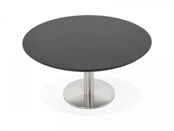 Masa cafea rotunda birou Venla 90 cm MDF negru, picior central otel talpa subtire, CT00590BL - Kokoon [2]