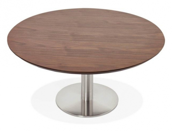 Masa cafea rotunda office Venla 90 cm MDF nuc, picior central otel talpa subtire, CT00580WA - Kokoon [2]