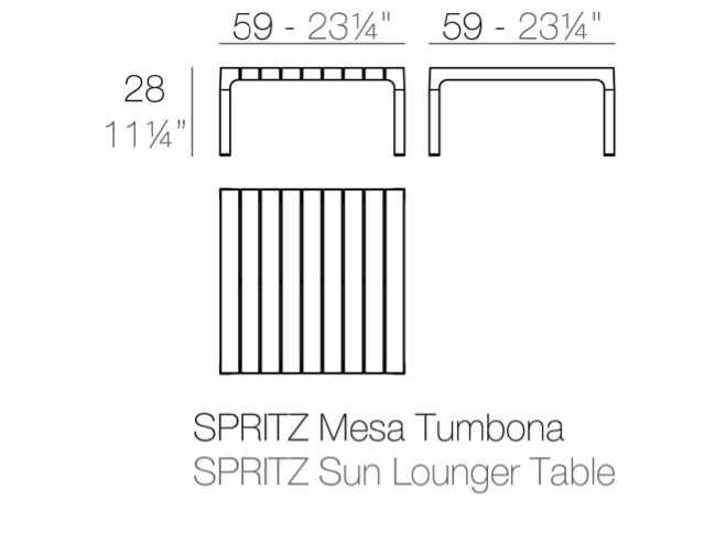 Masuta exterior joasa patrata Spritz 59x59x28 cm, polipropilena, diverse culori, 56029 B - Vondom [4]