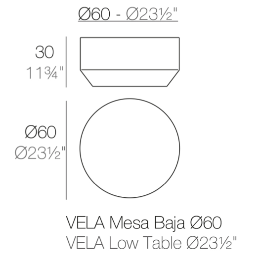 Masuta exterior rotunda cu/fara iluminare LED Vela, diverse finisaje, Ø 60 cm, design modern, 54178 - Vondom [5]