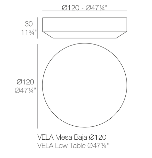 Masuta exterior rotunda cu/fara iluminare LED Vela, diverse finisaje, Ø 120 cm, design modern, 54031 - Vondom [3]