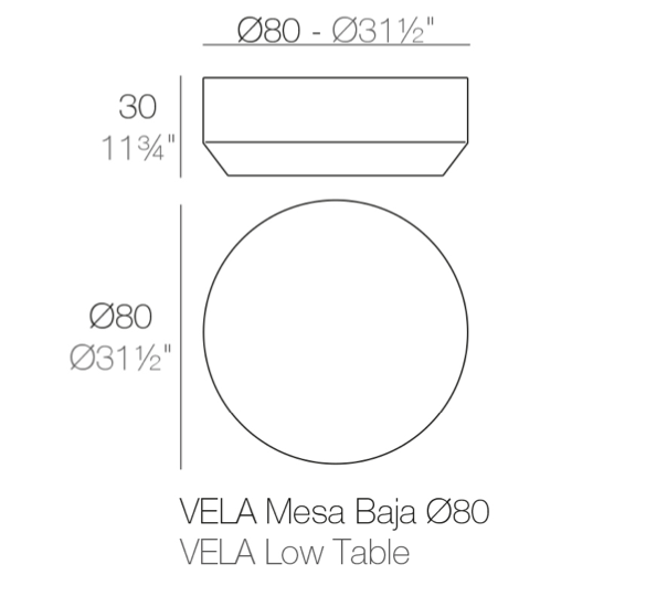 Masuta exterior rotunda cu/fara iluminare LED Vela, diverse finisaje, Ø 80 cm, design modern - Copie, 54179 - Vondom [5]