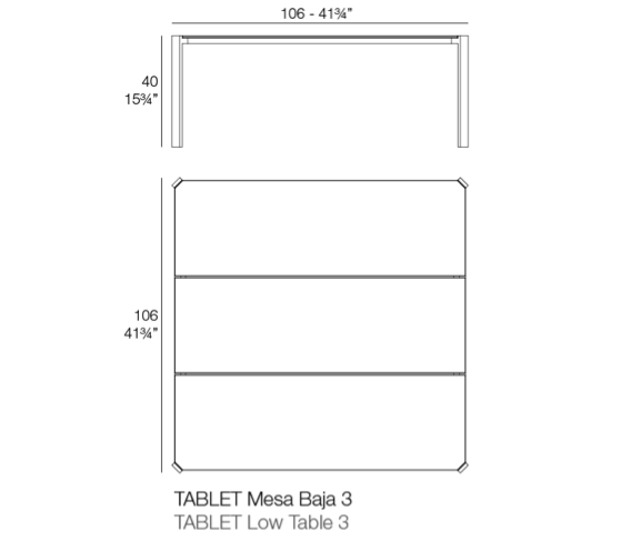 Masuta exterior Tablet 105x105 cm, blat HPL/DEKTON®, picioare aluminiu, 54221M DANAE - Vondom [3]