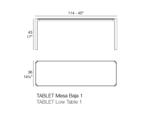 Masuta exterior Tablet 105x35 cm, blat HPL/DEKTON®, picioare aluminiu, 54219B FULL W - Vondom [4]