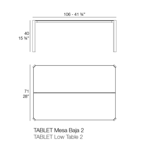 Masuta exterior Tablet 105x70 cm, blat HPL/DEKTON®, picioare aluminiu, 54220 FULL B - Vondom [3]