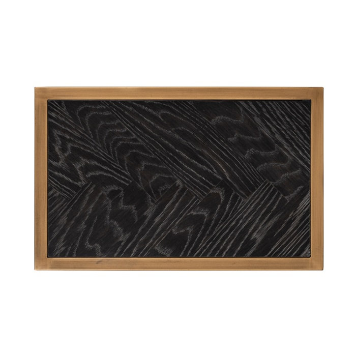 Masuta laterala premium Basim, 55x35 cm, blat stejar negru, cadru otel inoxidabil, 7373 - Richmond Interiors [3]