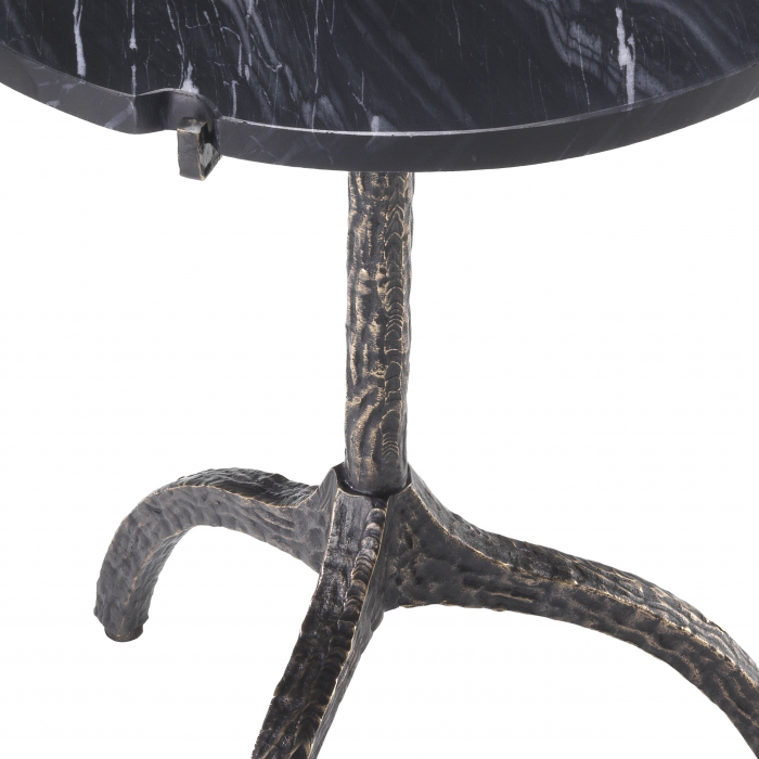 Masuta/noptiera rotunda Cortina Ø45 cm marmura alba/neagra, stil vintage lux | Eichholtz - 114139 [4]