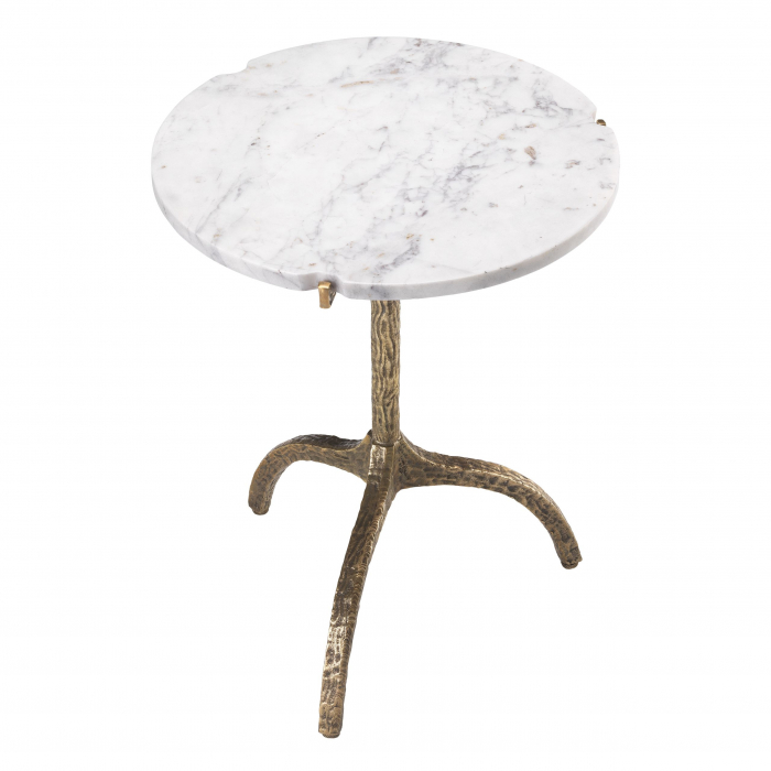 Masuta/noptiera rotunda Cortina Ø45 cm marmura alba/neagra, stil vintage lux | Eichholtz - 114139 [6]