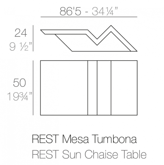 Masuta pentru sezlong iluminare LED Rest 87x50x24 cm, design modern, 53009 - Vondom [5]