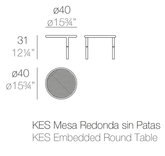 Masuta rotunda incorporabila canapea exterior premium Kes Ø40x31 cm, din otel inoxidabil, 64010 - Vondom [2]