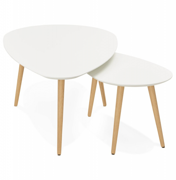 Masute de design GOSMI 2 piese MDF alb / stejar masiv, CT00430WH - Kokoon [3]