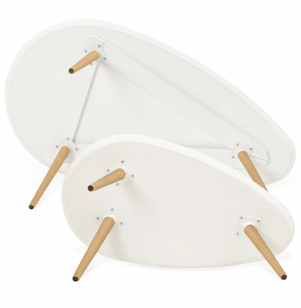 Masute de design GOSMI 2 piese MDF alb / stejar masiv, CT00430WH - Kokoon [10]