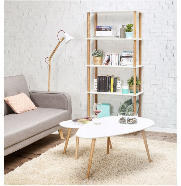 Masute de design GOSMI 2 piese MDF alb / stejar masiv, CT00430WH - Kokoon [15]