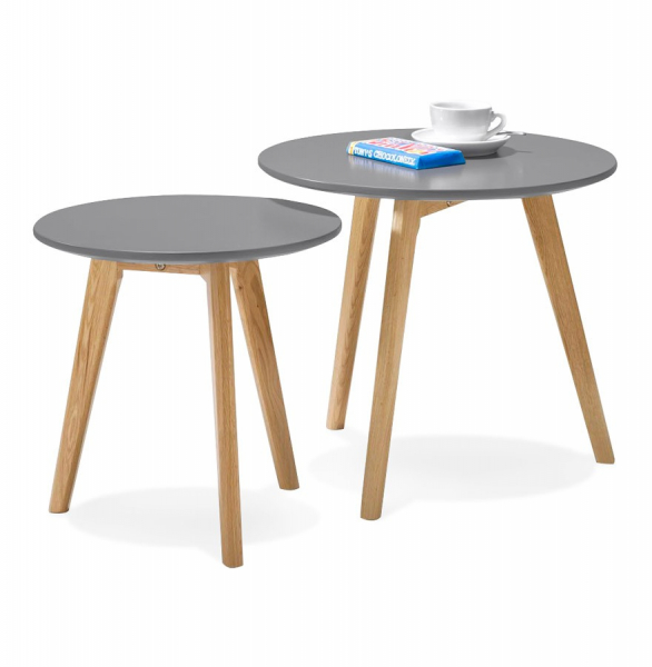 Set masute Espino 50x50 cm MDF gri inchis / picioare stejar, stil scandinav, CT00420DG - Kokoon [12]